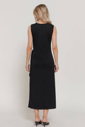 Active USA - Women's Sleeveless Round Neck Midi Dress with Waist Detail - D15175