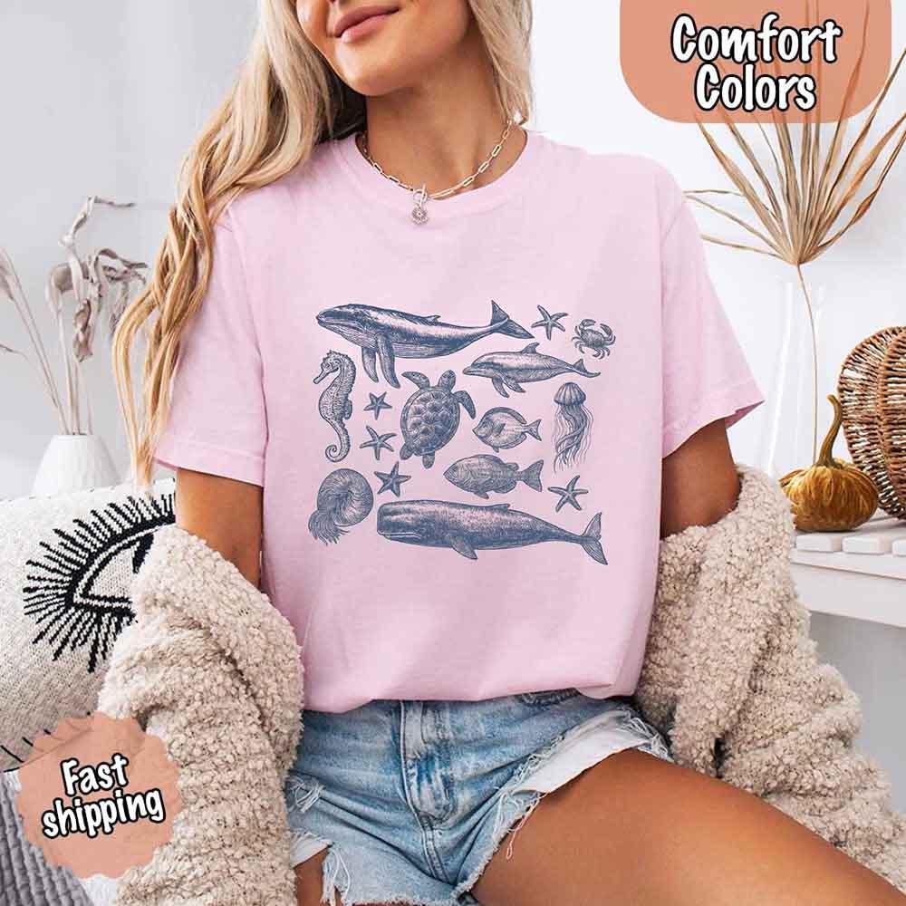 90s sea animals vintage ocean graphic Comfort Colors tee