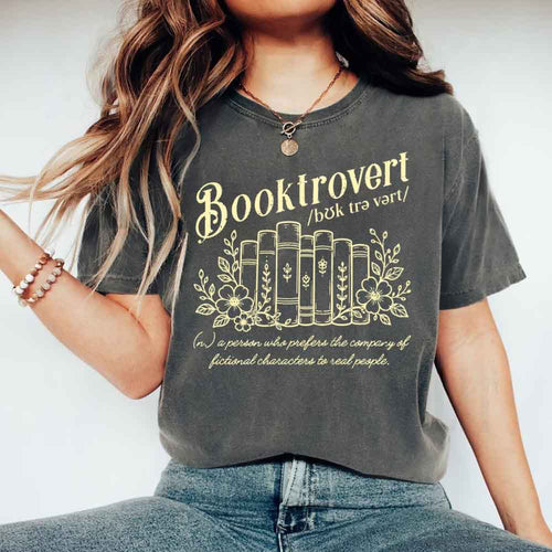 Booktrovert Comfort Colors graphic shirt for book lovers and readers