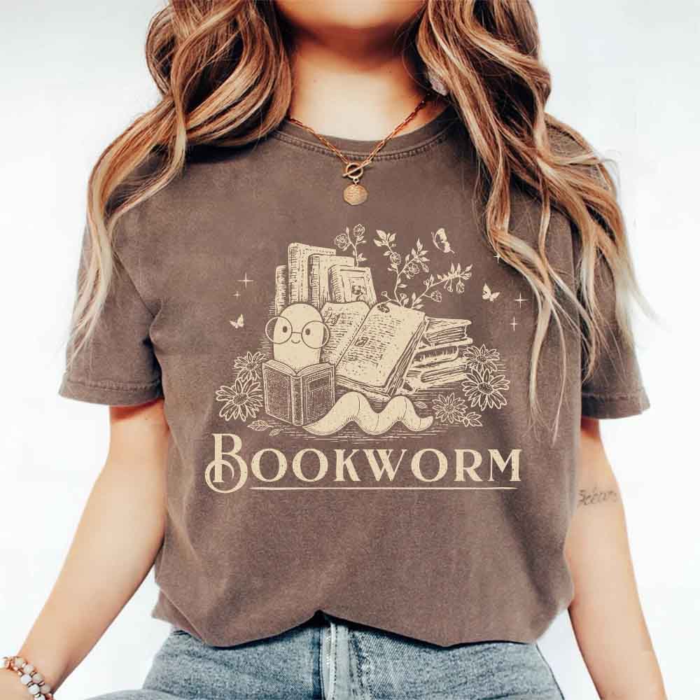 Bookworm Comfort Colors graphic shirt for readers and book lovers