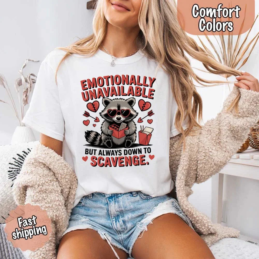 Comfort Colors Emotionally Unavailable Raccoon T-Shirts