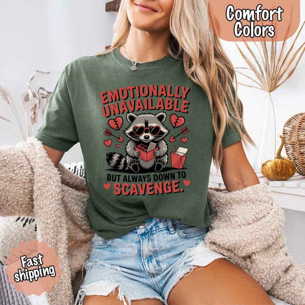 Comfort Colors Emotionally Unavailable Raccoon T-Shirts
