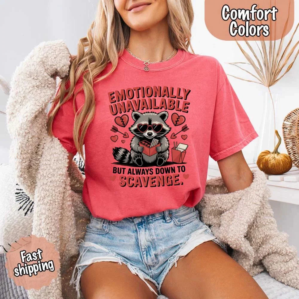 Comfort Colors Emotionally Unavailable Raccoon T-Shirts