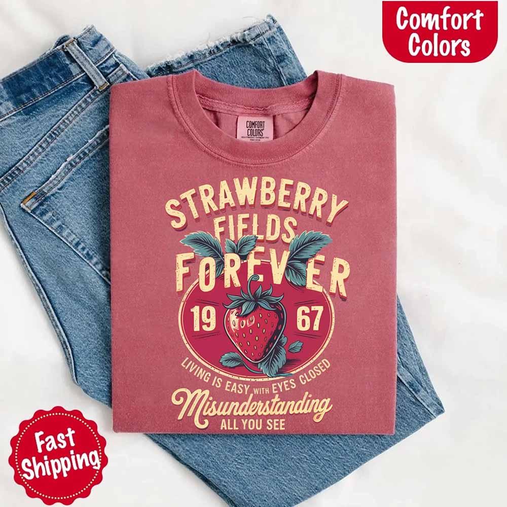 Old School Rock Band Tee – Strawberry Fields Comfort Colors Shirt