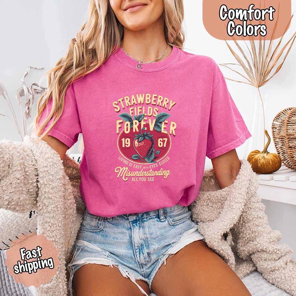 Old School Rock Band Tee – Strawberry Fields Comfort Colors Shirt