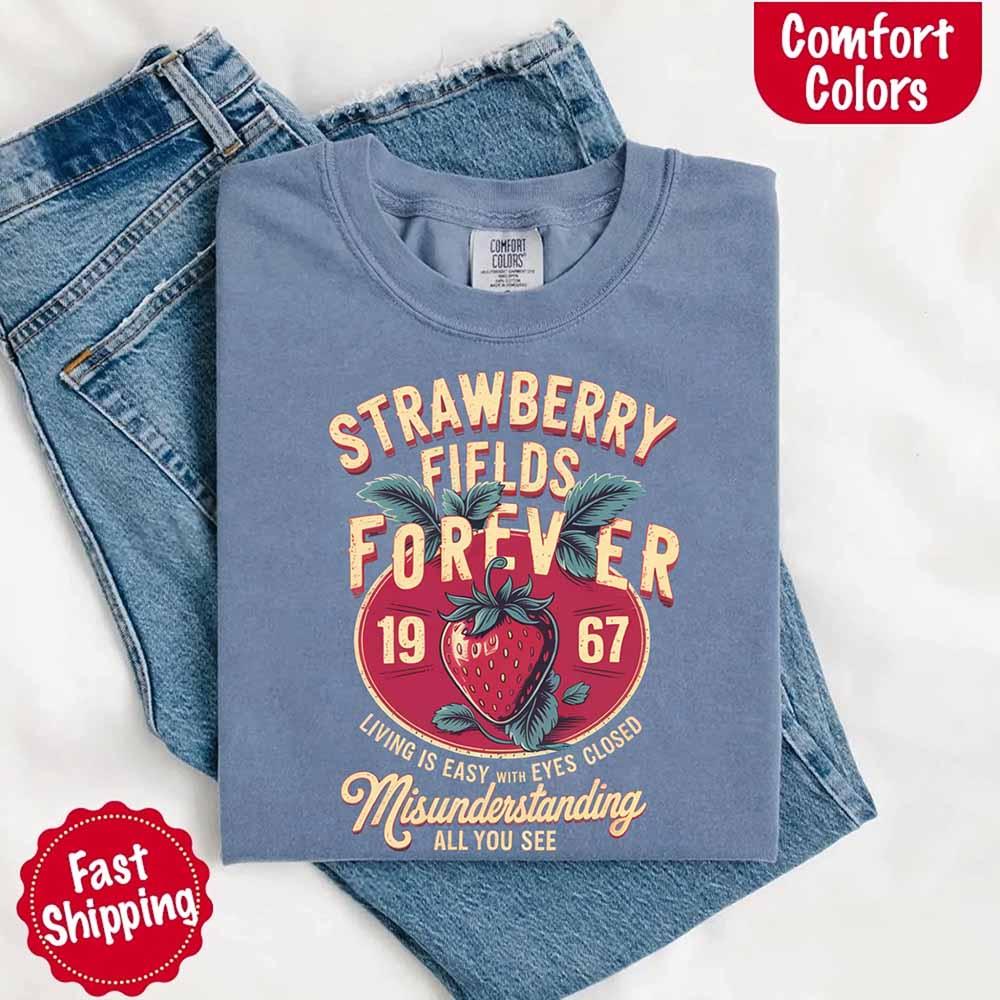 Old School Rock Band Tee – Strawberry Fields Comfort Colors Shirt