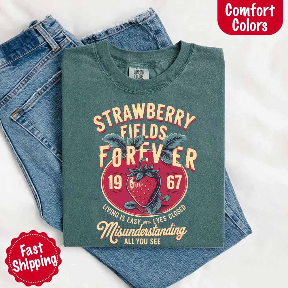 Old School Rock Band Tee – Strawberry Fields Comfort Colors Shirt