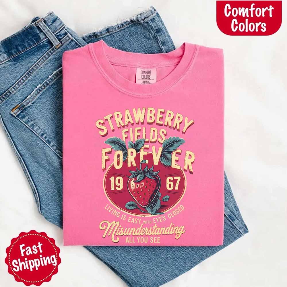 Old School Rock Band Tee – Strawberry Fields Comfort Colors Shirt