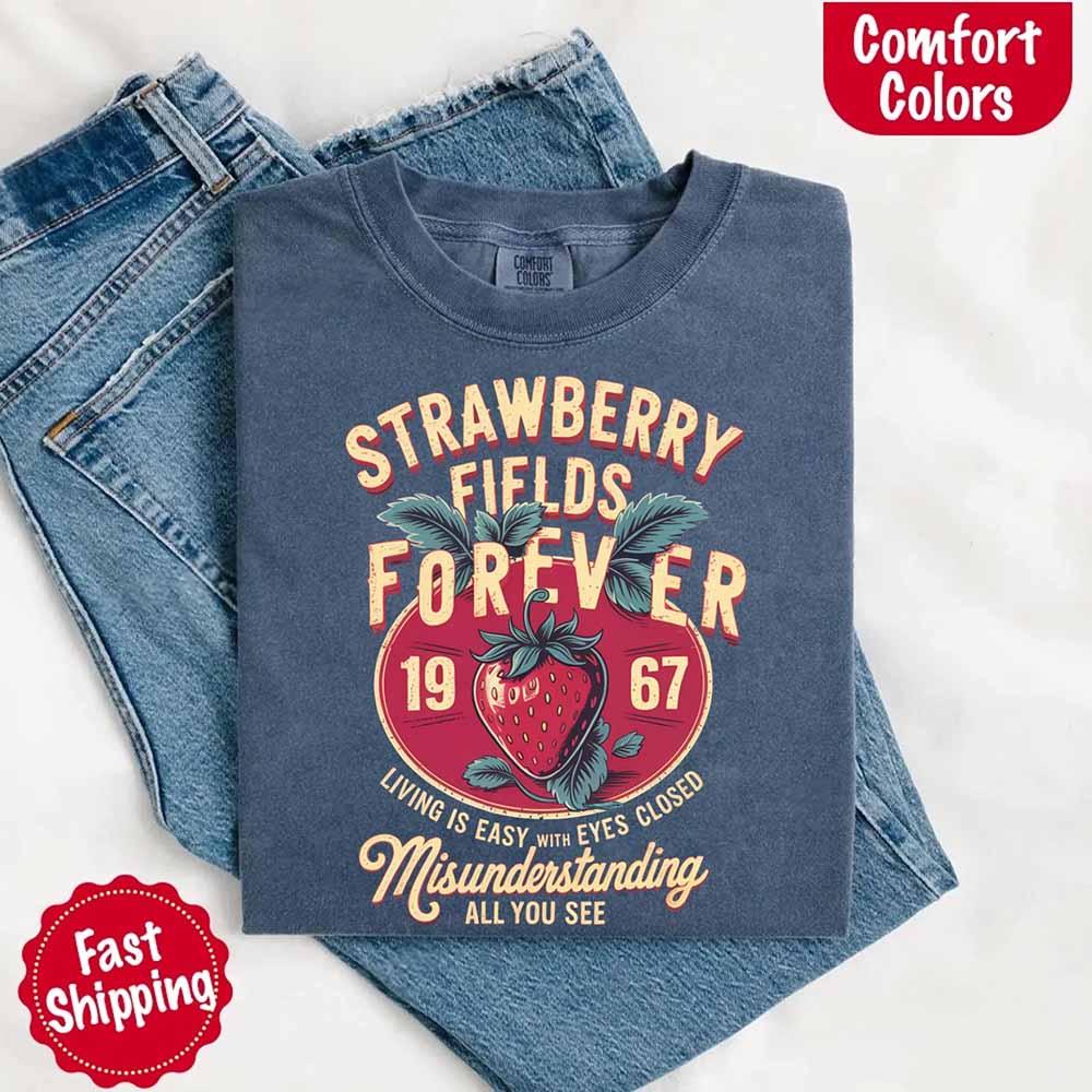 Old School Rock Band Tee – Strawberry Fields Comfort Colors Shirt