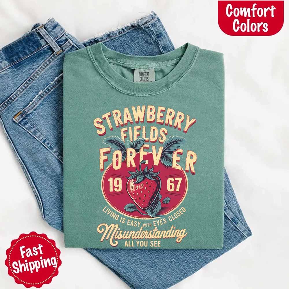 Old School Rock Band Tee – Strawberry Fields Comfort Colors Shirt