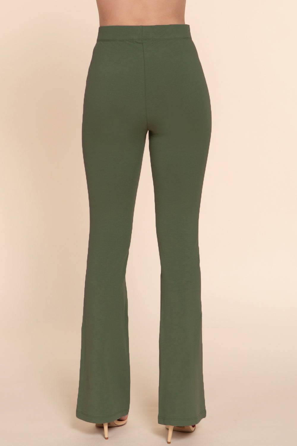 Active USA - Women's Waist Elastic Slim Flare Yoga Pants - P13392